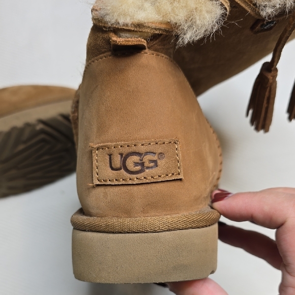UGG Women's Brown Lace Back Boots - Picture 2 of 7